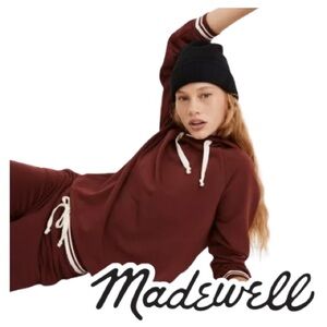 Madewell | MWL Maroon Soft Easygoing Hoodie (Striped Edition)
